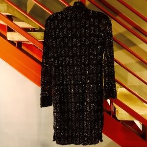 Vintage silk beaded dress black and gold size 8